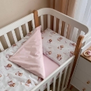 Set lenjerie de schimb pentru patut bebe 3 piese Mix ursulet roz (3)